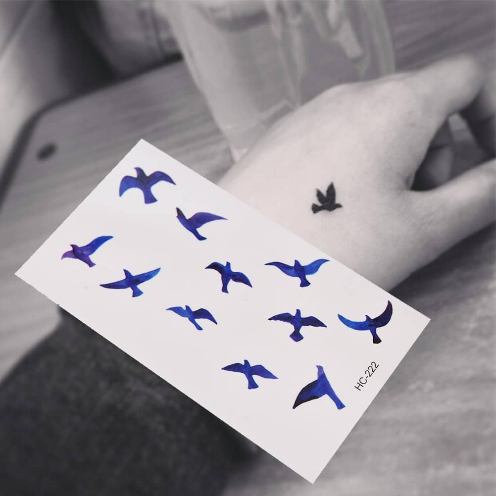 1 Sheet Waterproof Bird Design Remove Fake Tattoo Sticker Body Art ...