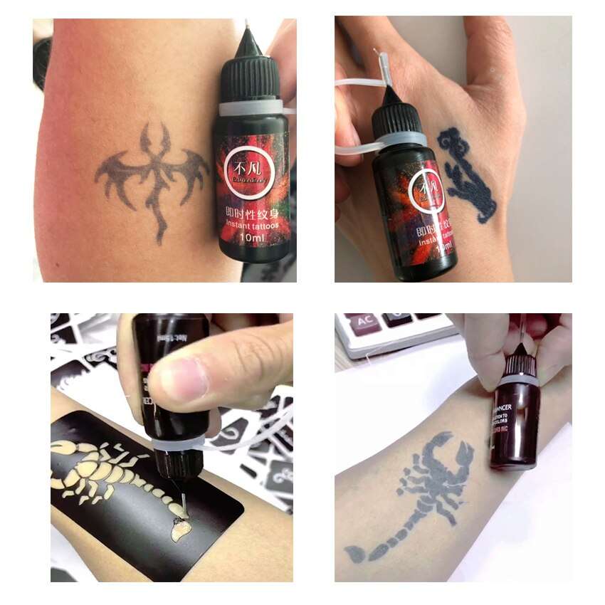 10 ml temporary painless manual fast tattoo ink spray gun natural plant ...