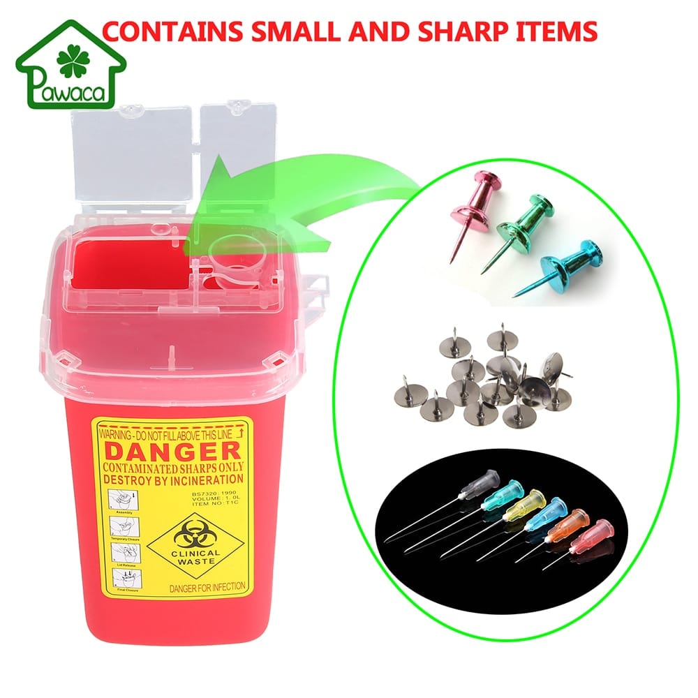 1Pcs 1L Plastic Sharps Container Tattoo Medical Biohazard Needle ...