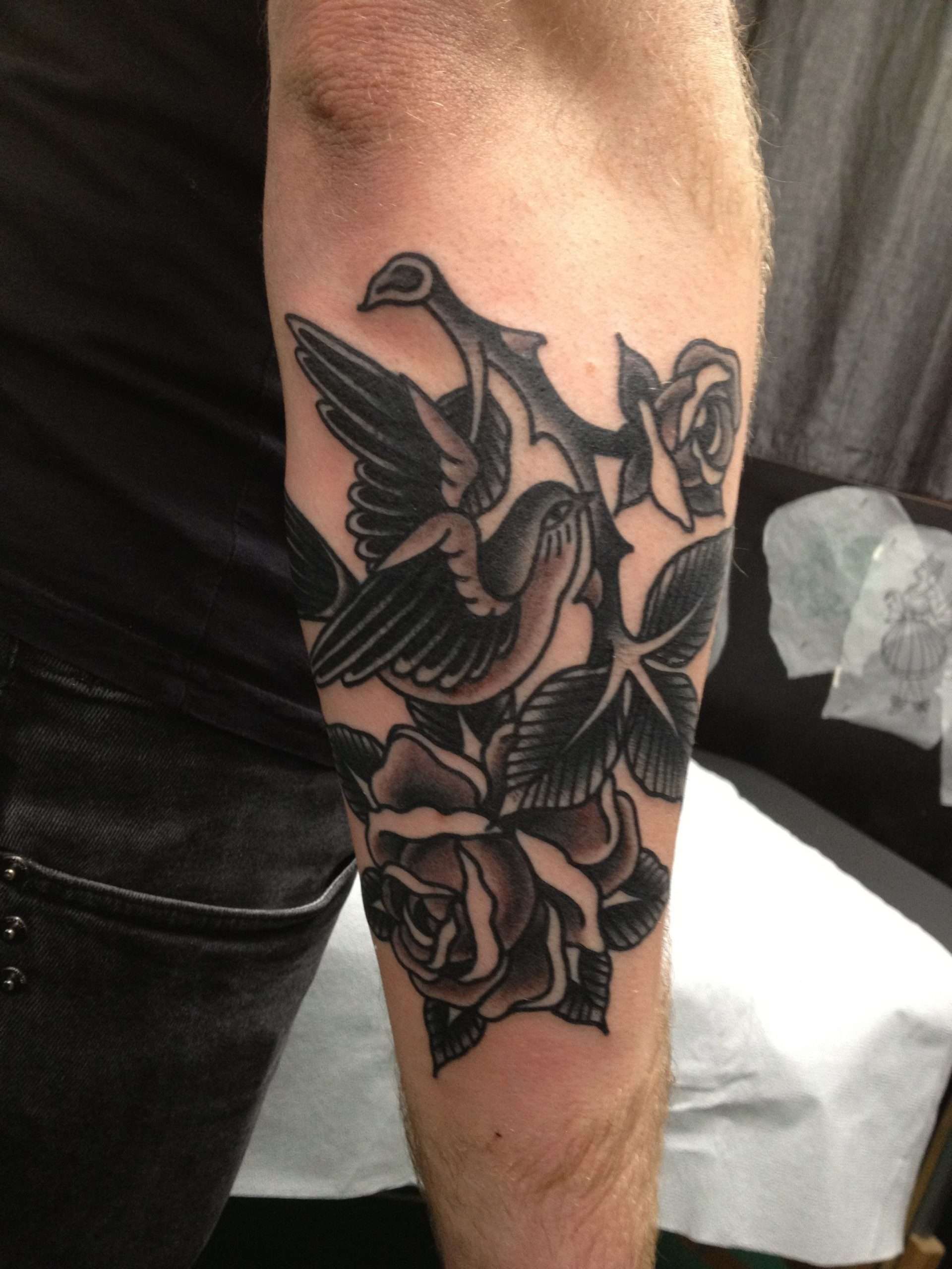 Black And Grey American Traditional Tattoo A Done