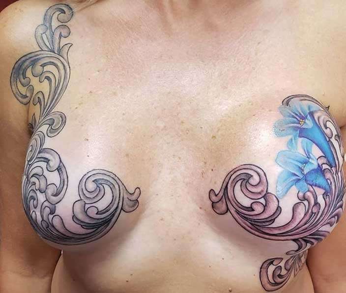 Breast Reduction Scar Cover Up Tattoo