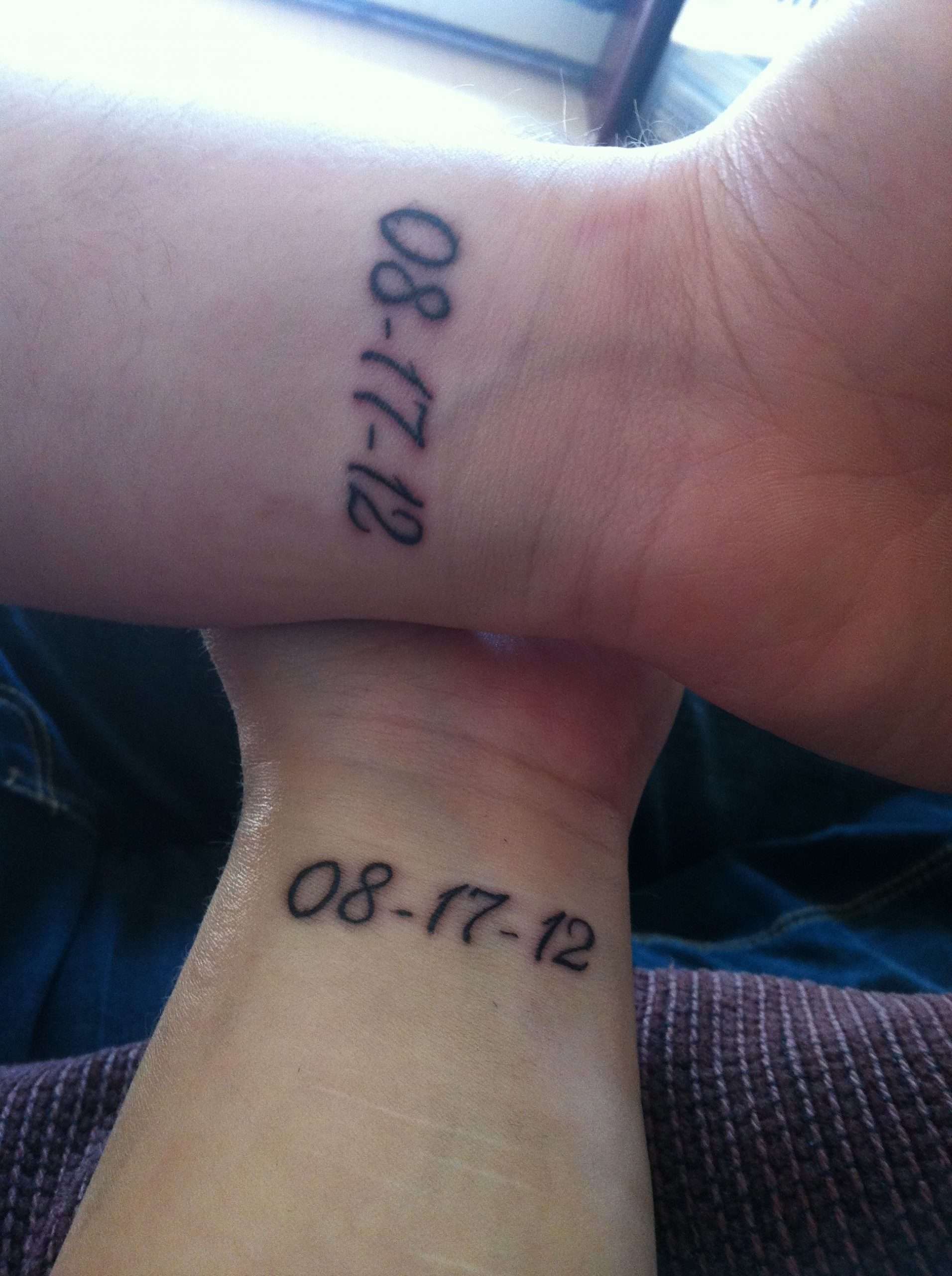 Date of engagement tattoos. Wedding date would be on the ...