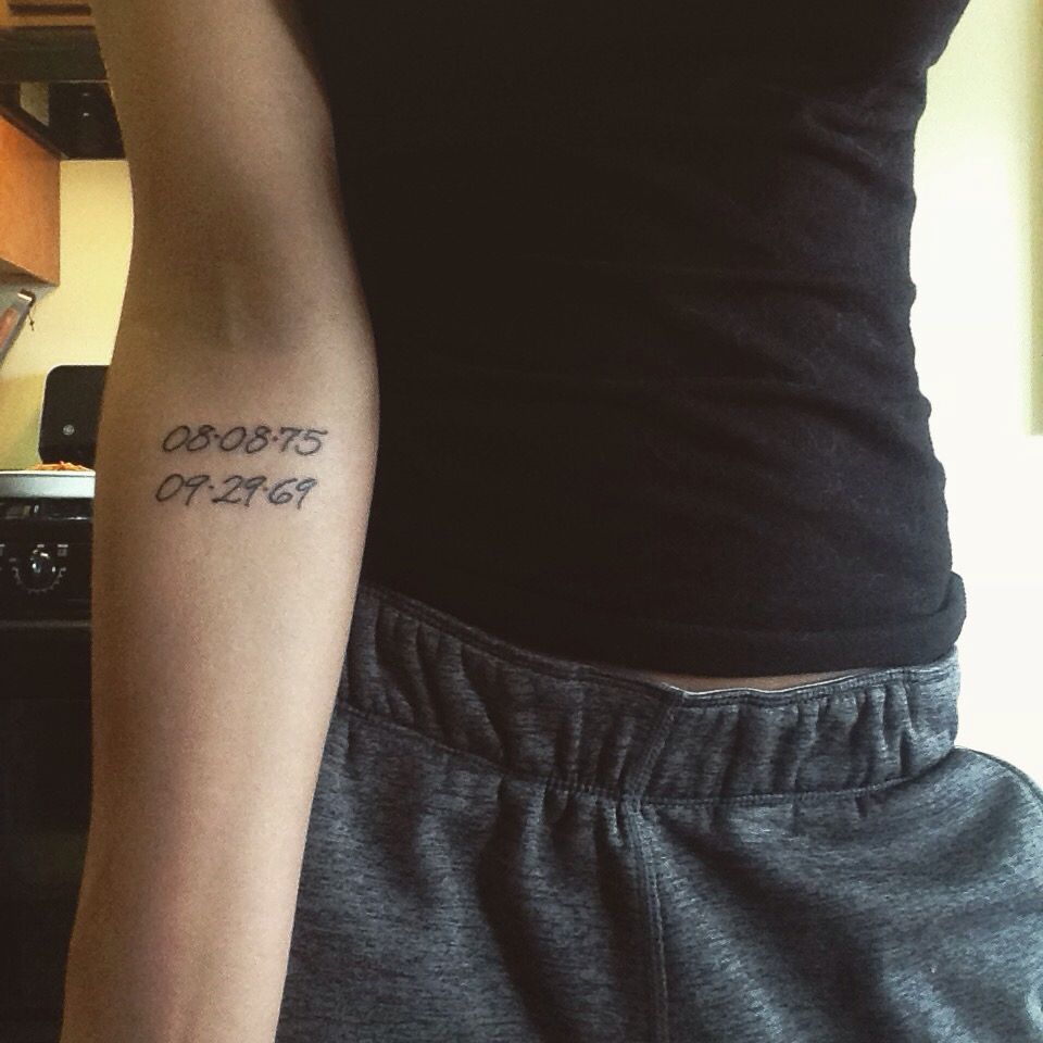 Forearm tattoo of important life dates, they need to be smaller and in ...