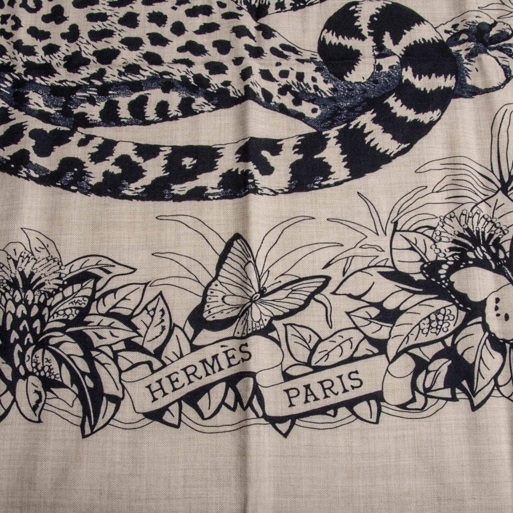 Hermes Shawl / Scarf Jungle Love Tattoo Cashmere Silk 140 cm  Mightychic