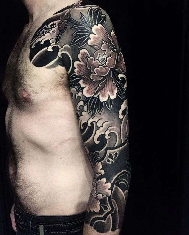 Image result for black japanese tattoo sleeve