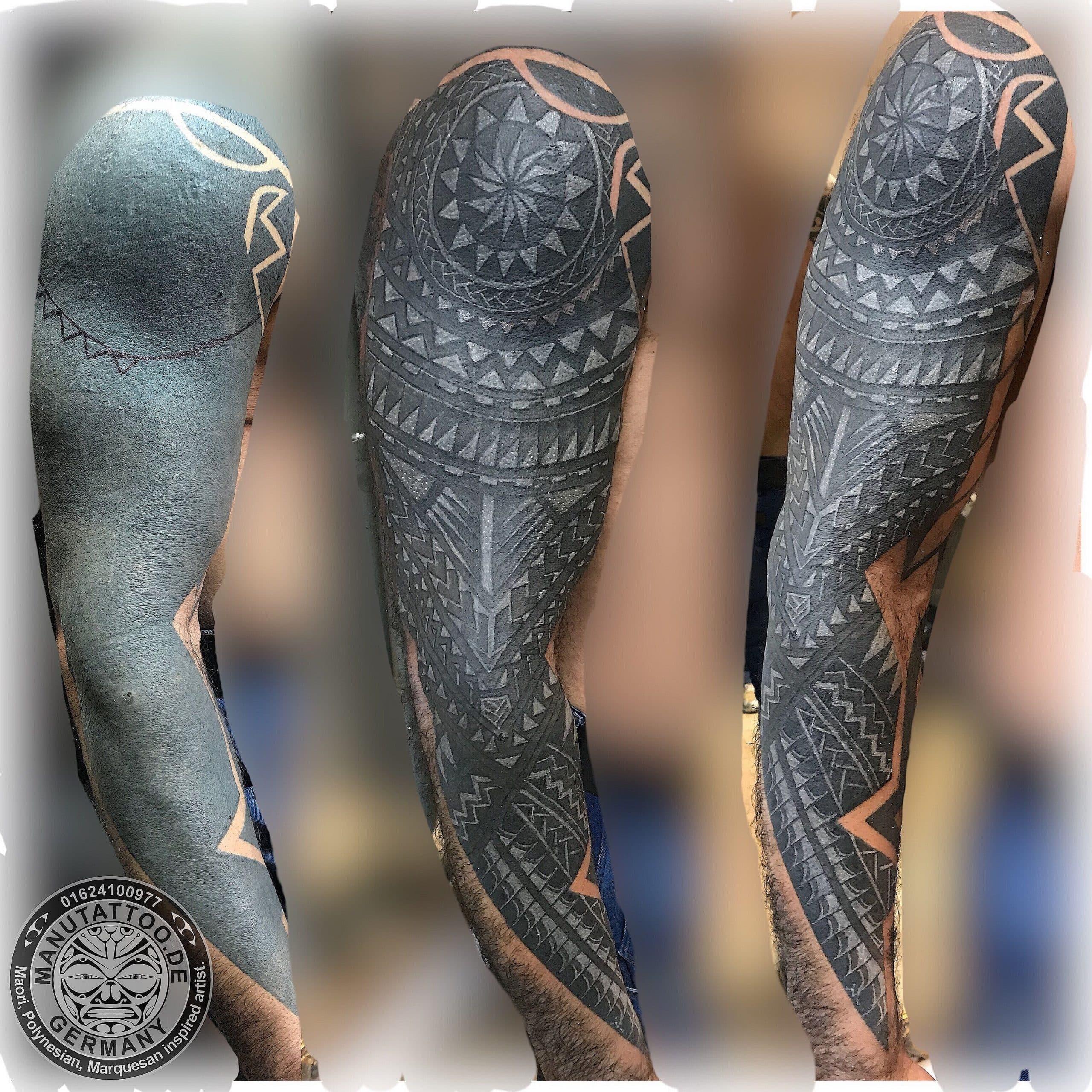 Inverse white polynesian tattoo.