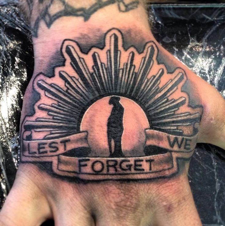 Lest We Forget tattoo idea for men on hand. One of the best ANZAC ...