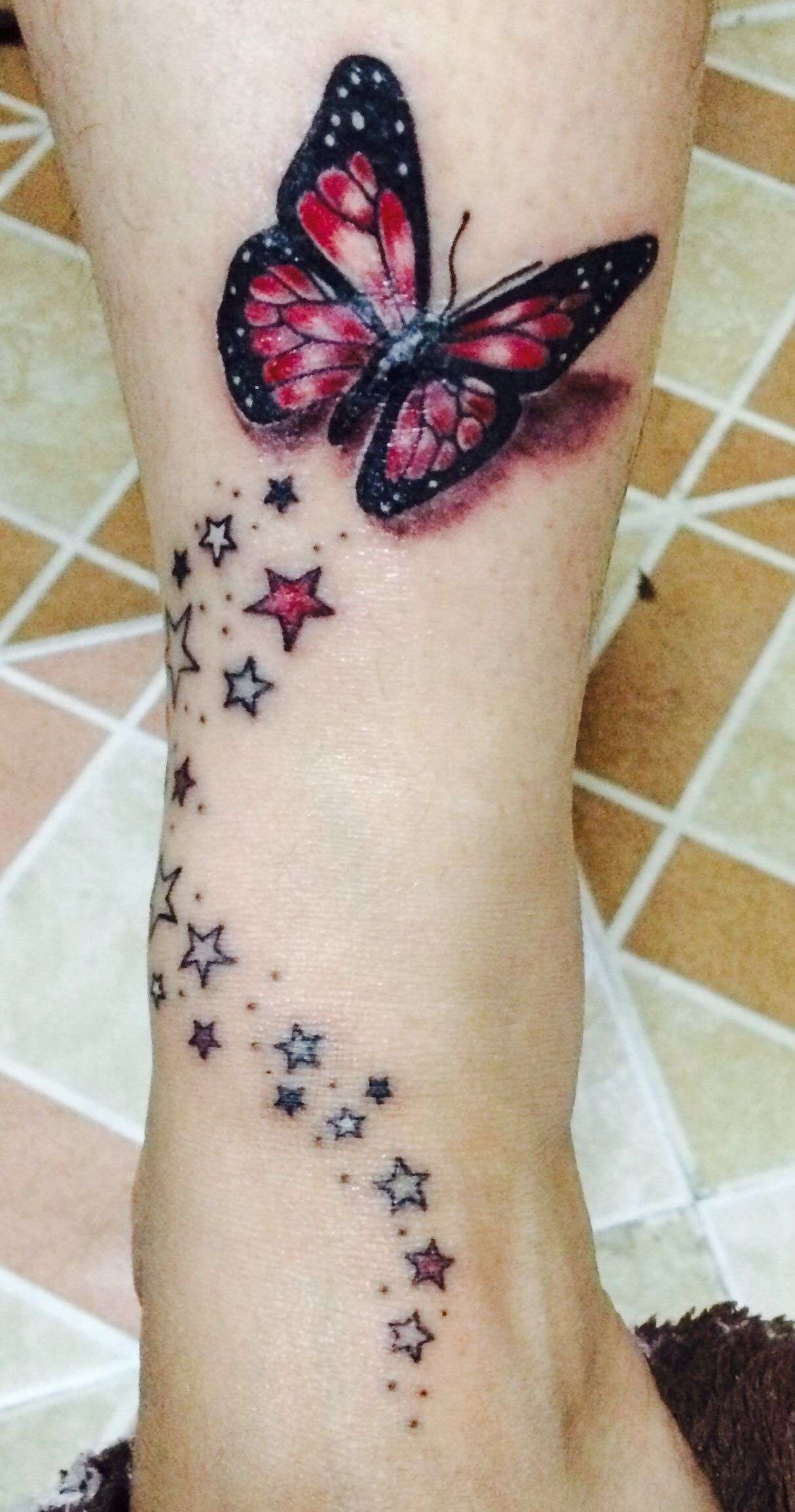 My very first tattoo... stardust butterfly covering a keloid scar ...