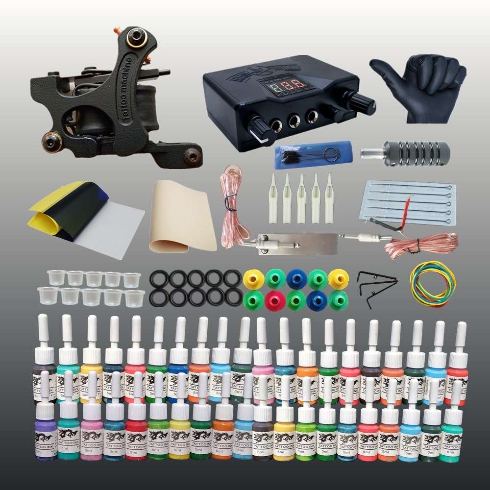 Professional Tattoo Kit Machine Colors Ink Set Disposable ...