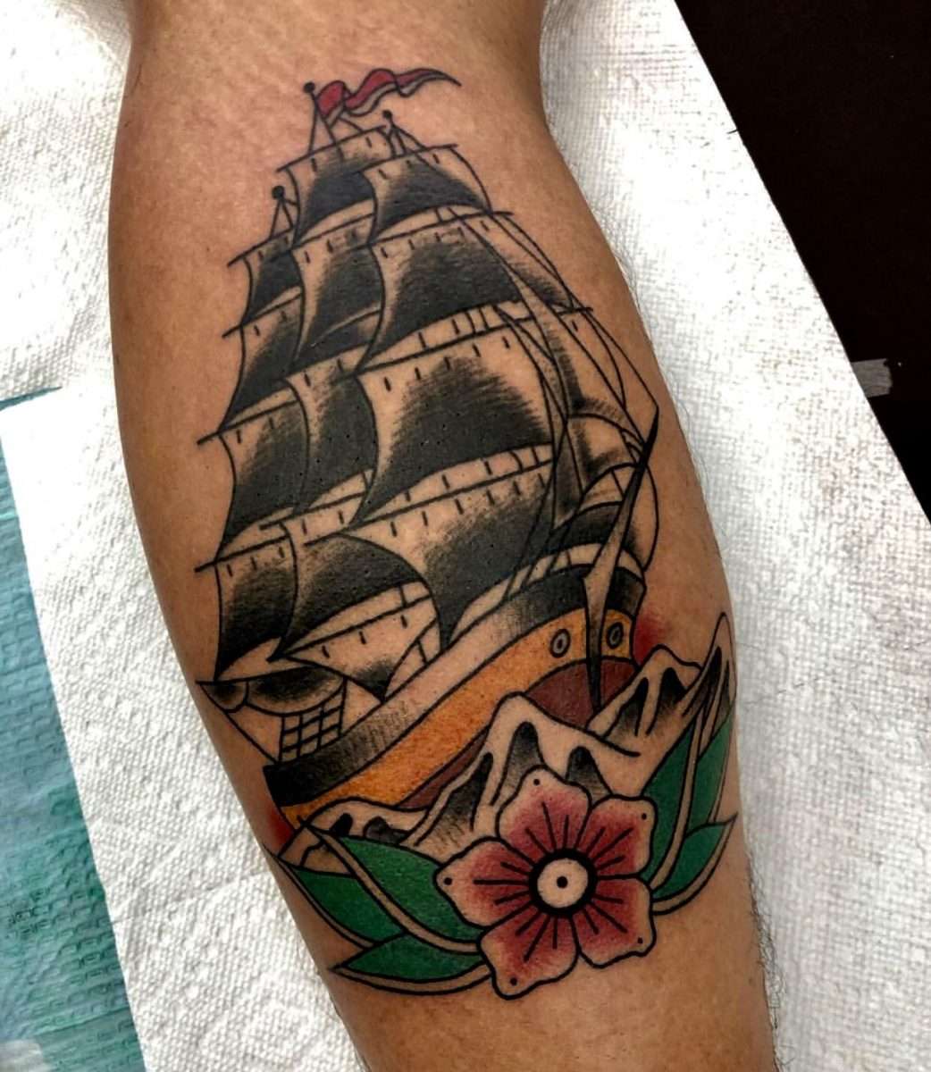 San Diego best traditional tattoo clipper ship (With images ...