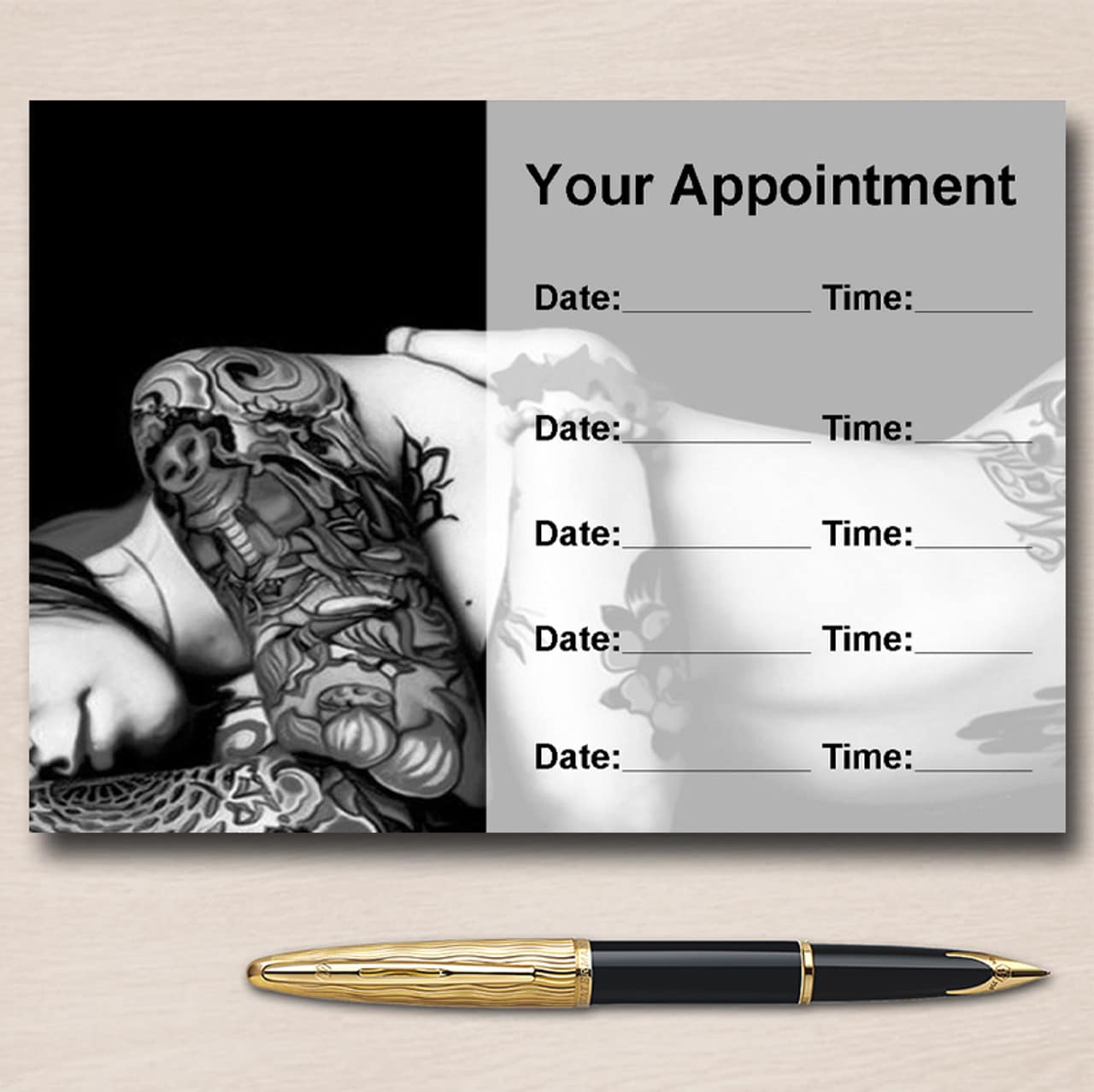 Tattoo Studio Tattooist Personalised Appointment Cards