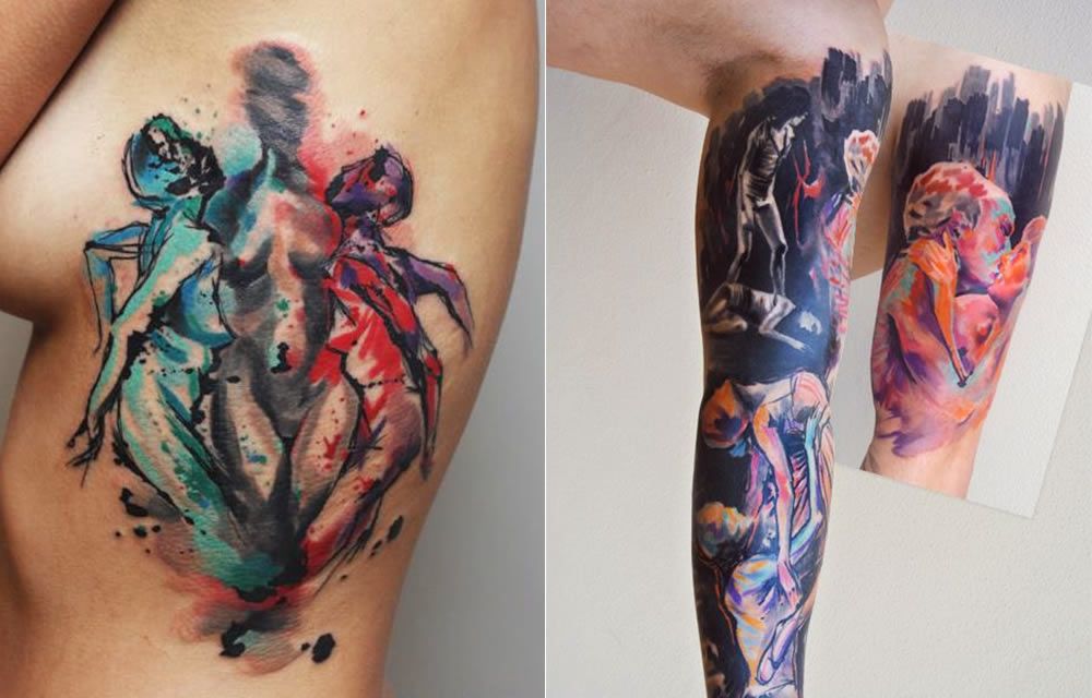 Tattoos Inspired by Painting Techniques