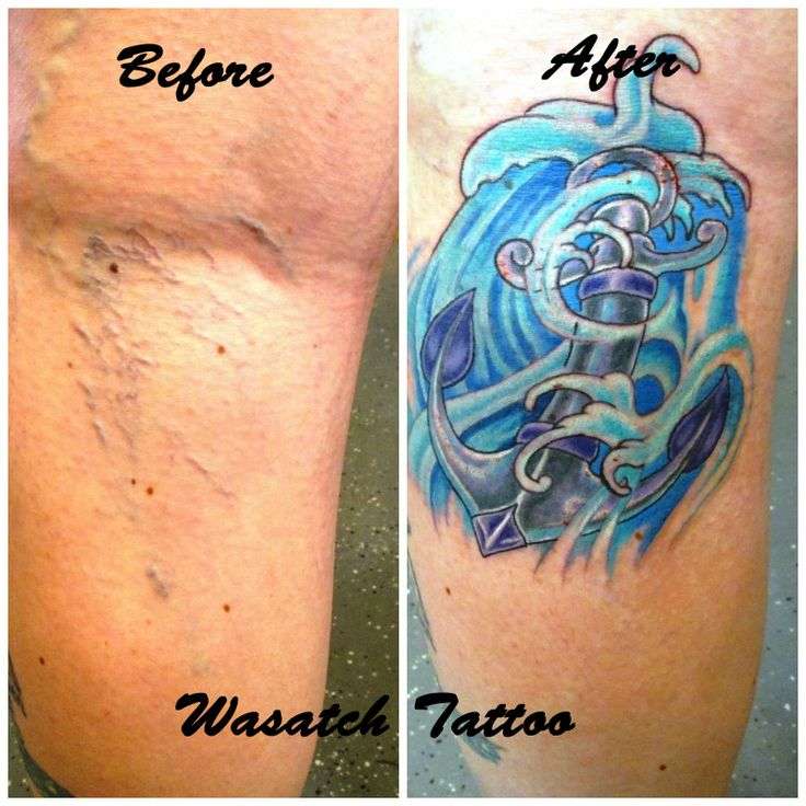Varicose vein cover up tattoo by Lacey Megeath at Wasatch ...