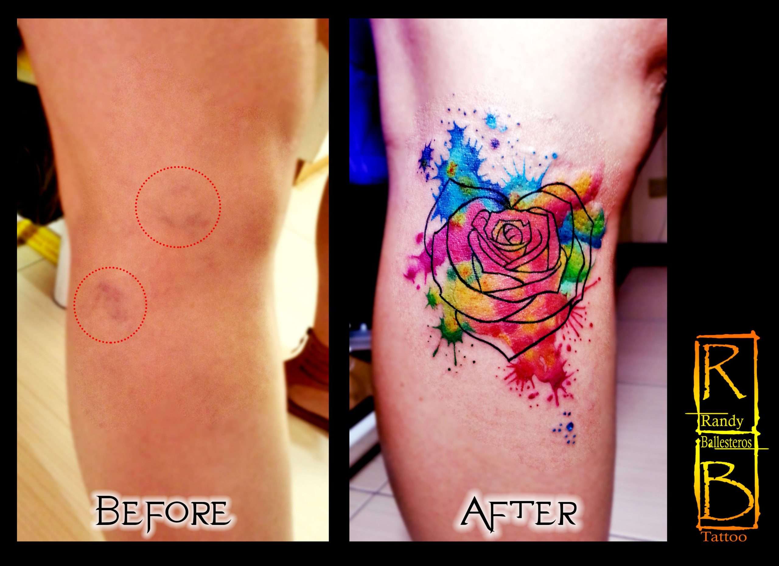 varicose vein cover up watercolor tattoo