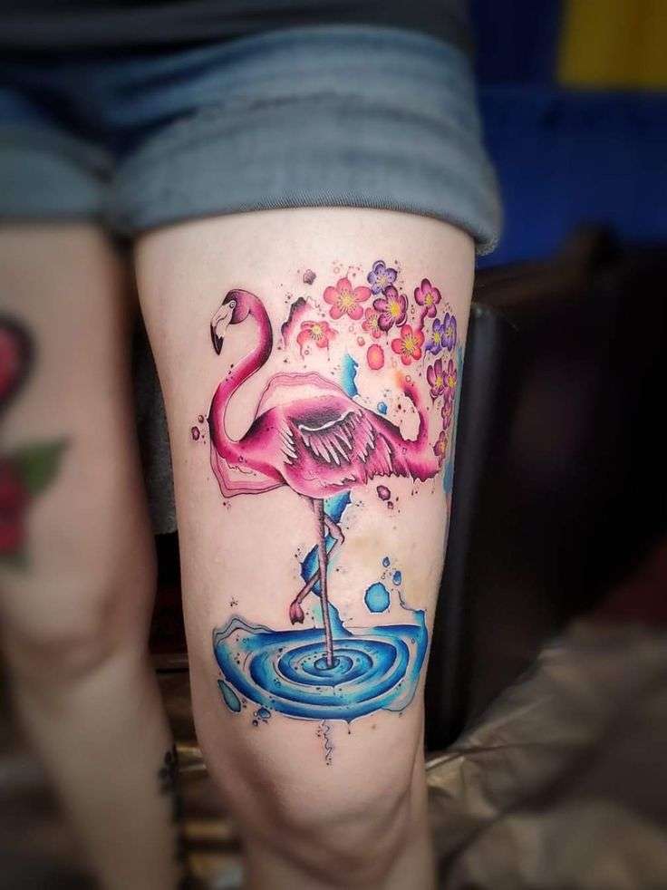 Watercolor Flamingo with flowers done by me, Jennifer ...